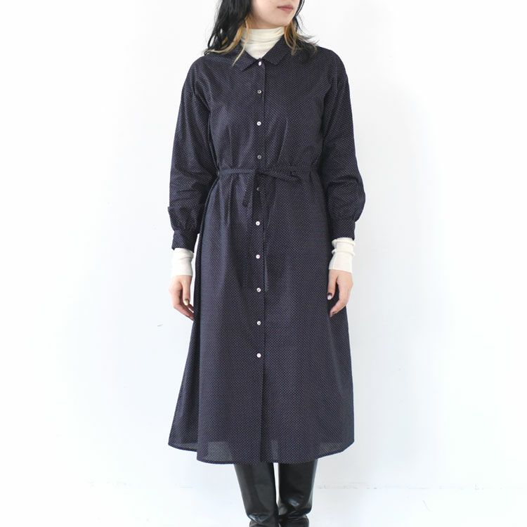 dots shirt onepiece with belt ベルト付きドットシャツワンピース