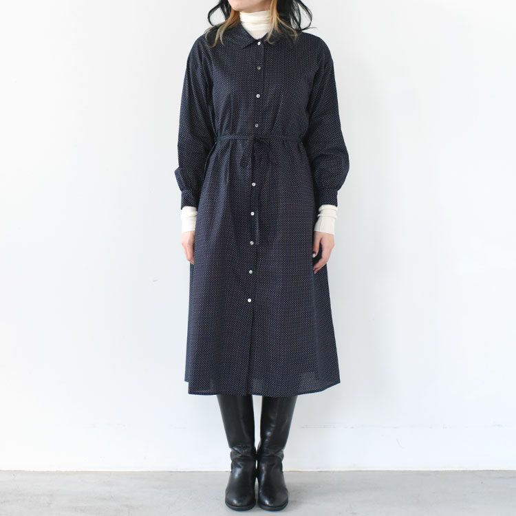 dots shirt onepiece with belt ベルト付きドットシャツワンピース