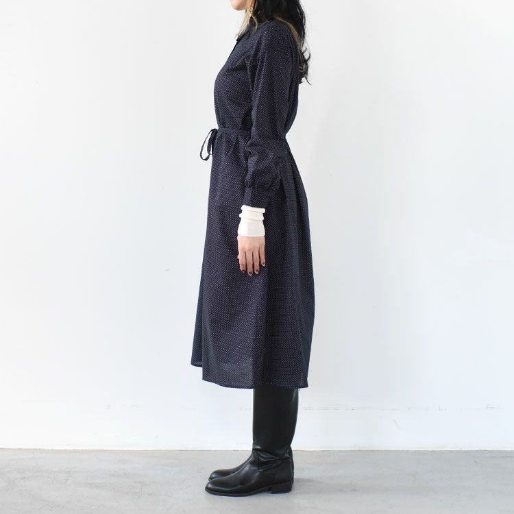 dots shirt onepiece with belt ベルト付きドットシャツワンピース