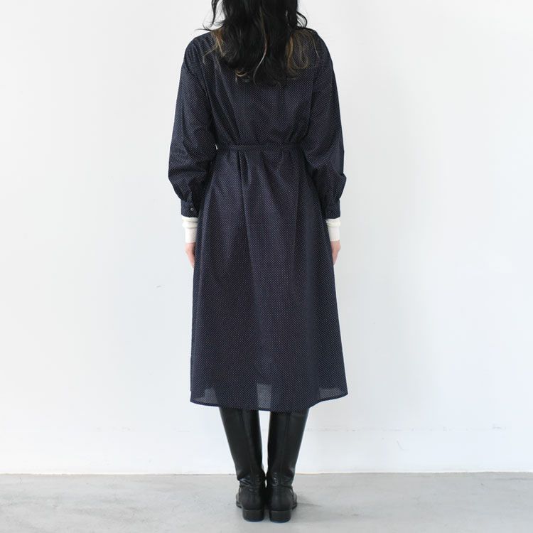 dots shirt onepiece with belt ベルト付きドットシャツワンピース