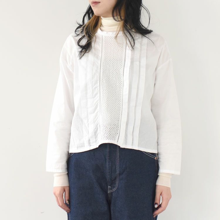 lace switching shirt レース切り替えシャツ