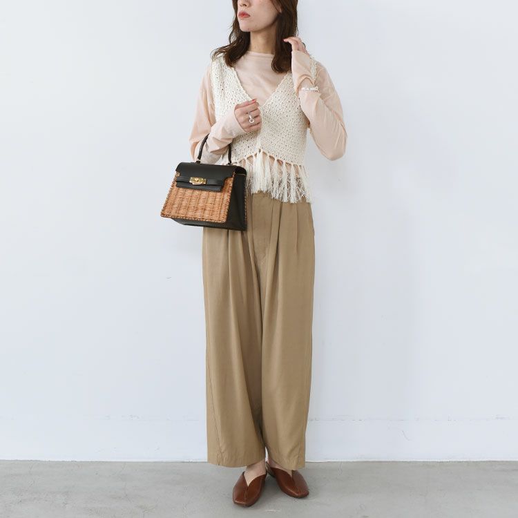 double honeycomb mesh fringed top ダブルハニカムメッシュフリンジトップ