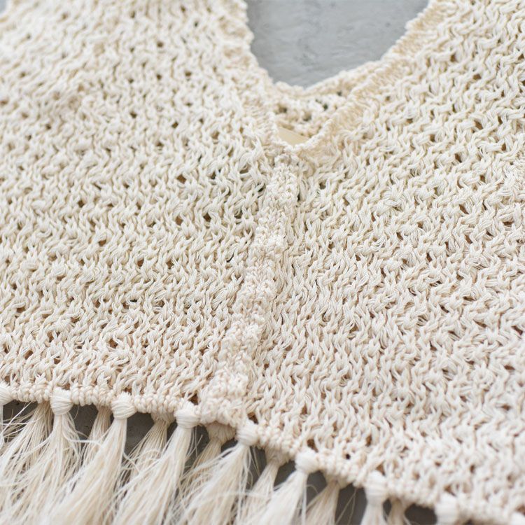 double honeycomb mesh fringed top ダブルハニカムメッシュフリンジトップ