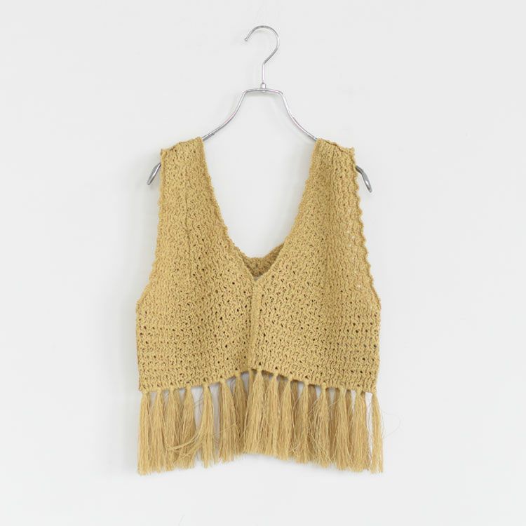 double honeycomb mesh fringed top ダブルハニカムメッシュフリンジトップ