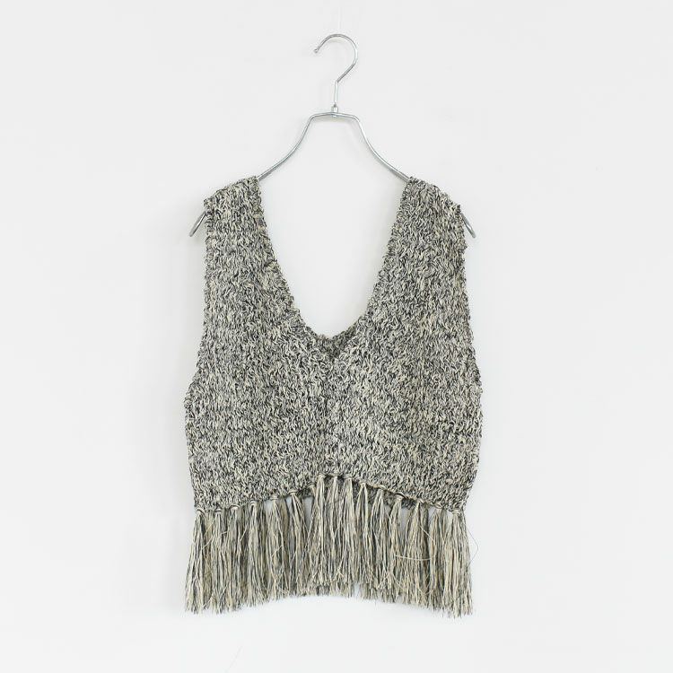 double honeycomb mesh fringed top ダブルハニカムメッシュフリンジトップ