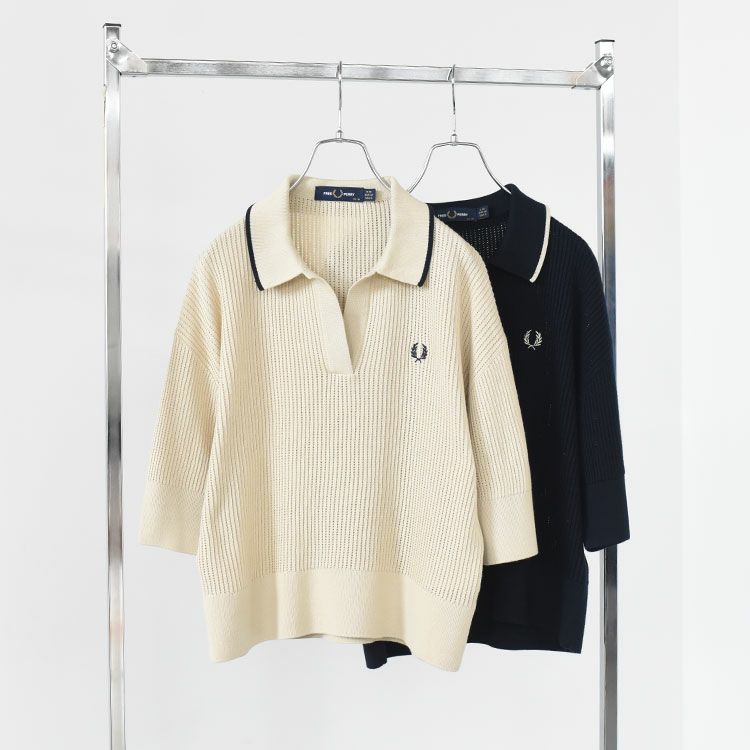 期間限定価格商品 Open-Collar Mesh Knit Shirt オープンカラーメッシュニット ニット/セーター