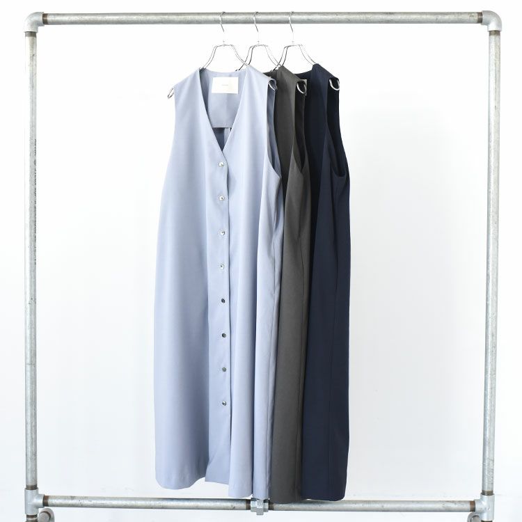 V neck long gilet onepiece Vネック ロングジレ ワンピース