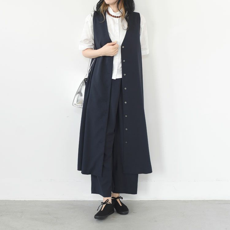 V neck long gilet onepiece Vネック ロングジレ ワンピース
