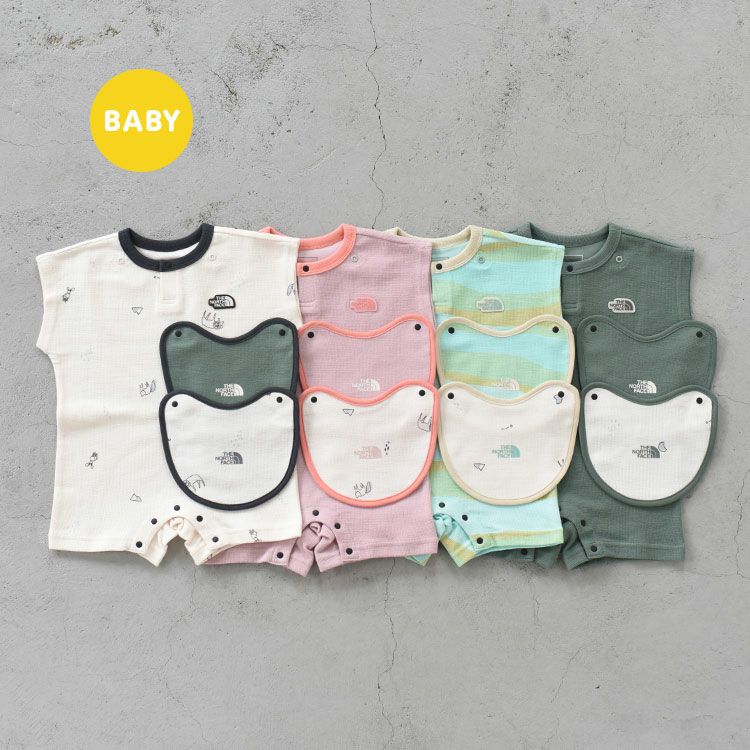 B Latch Pile Rompers & 2P Bib ラッチパイルロンパース＆2Pピブ（ベビー）
