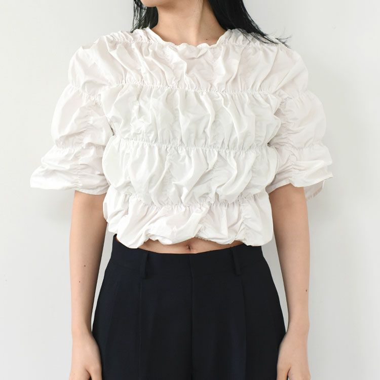 Typewriter Shirring Tops タイプライターシャーリングトップス/anuke anuke Typewriter Shirring Tops
