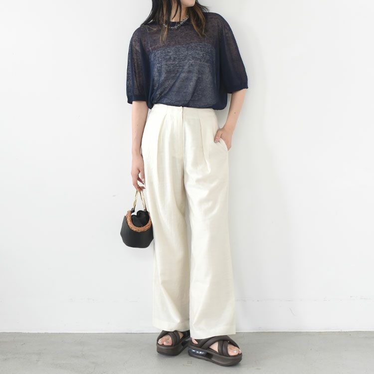 high-count linen oversized knit-Tee ハイカウント リネン オーバーサイズ ニットTシャツ