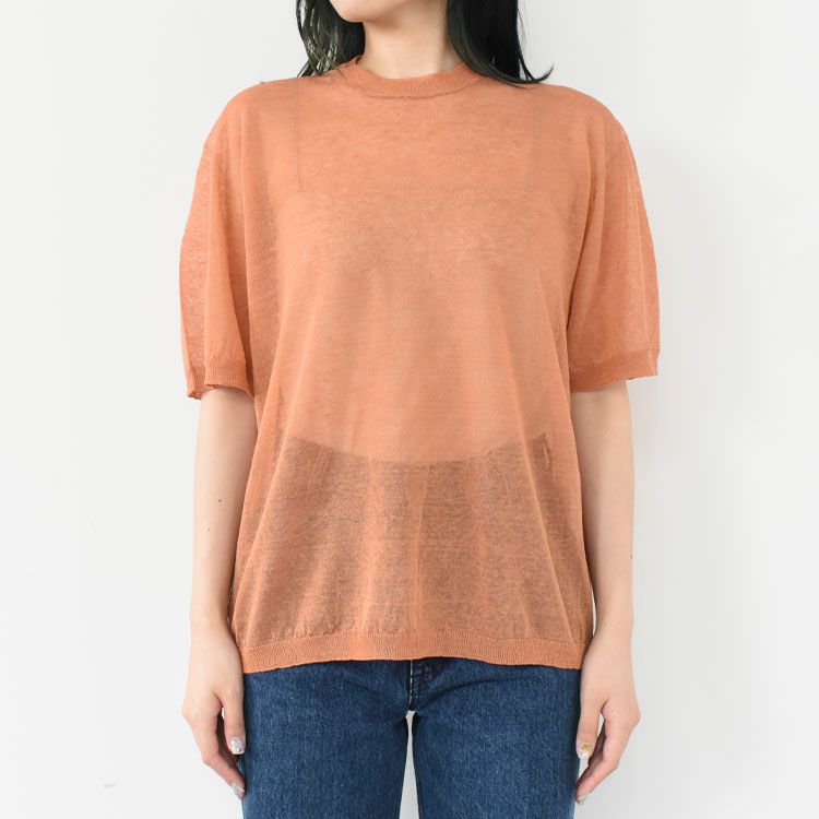 high-count linen oversized knit-Tee ハイカウント リネン オーバーサイズ ニットTシャツ