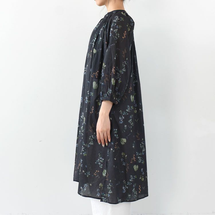 コットンボタニカルプリント切替ワンピース