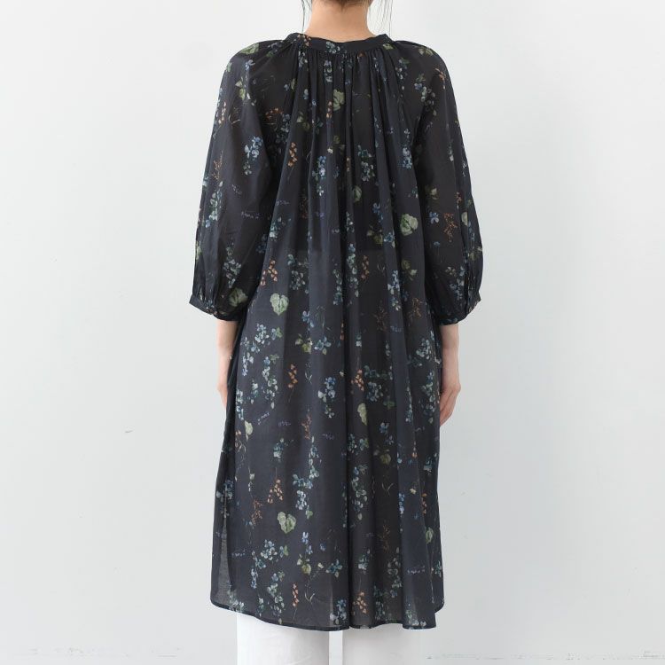 コットンボタニカルプリント切替ワンピース