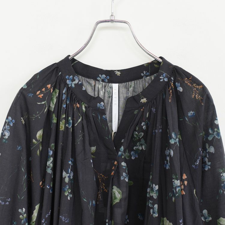 コットンボタニカルプリント切替ワンピース