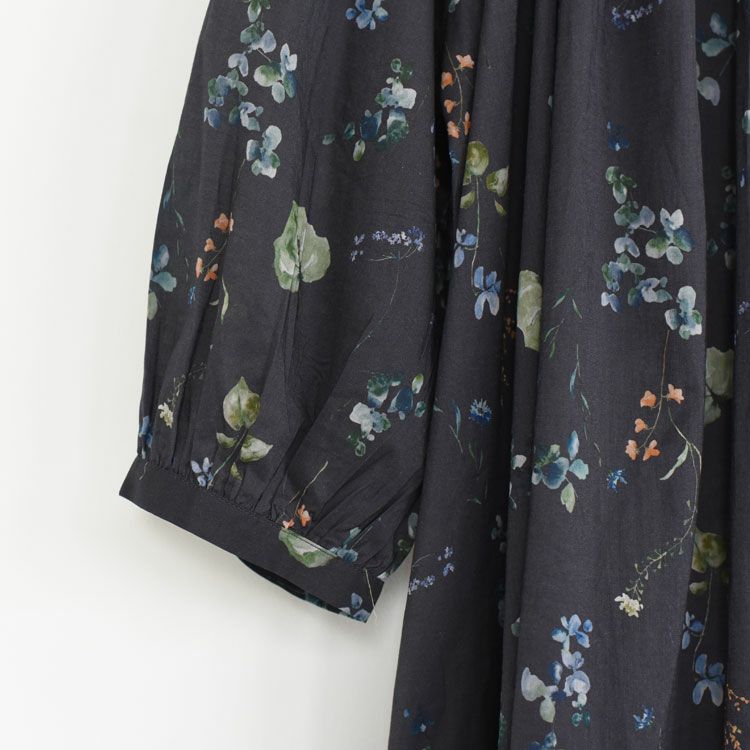 コットンボタニカルプリント切替ワンピース