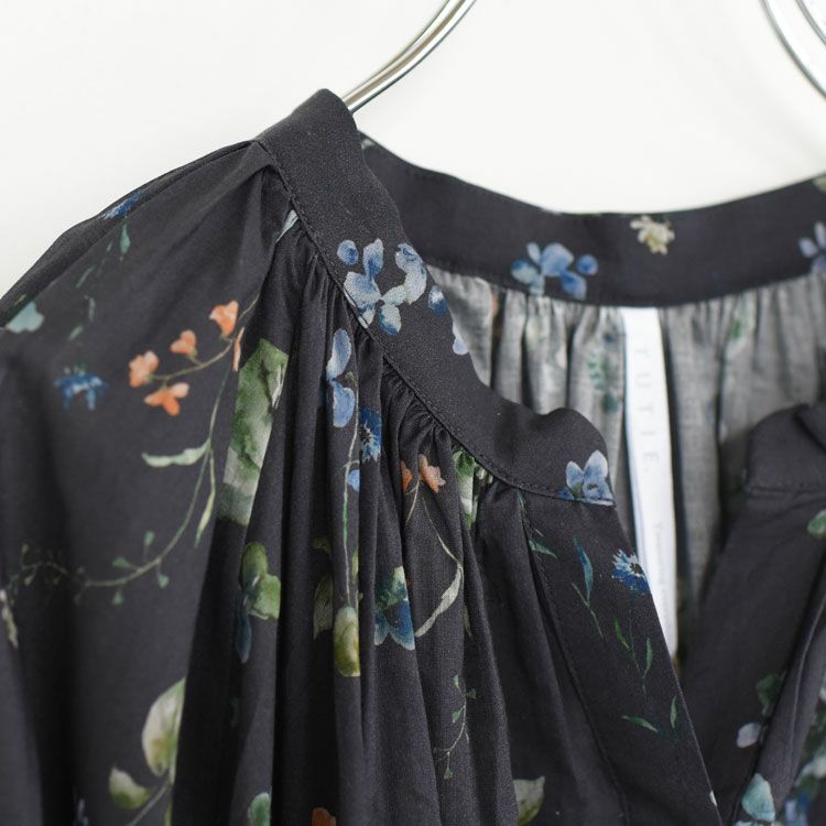 コットンボタニカルプリント切替ワンピース