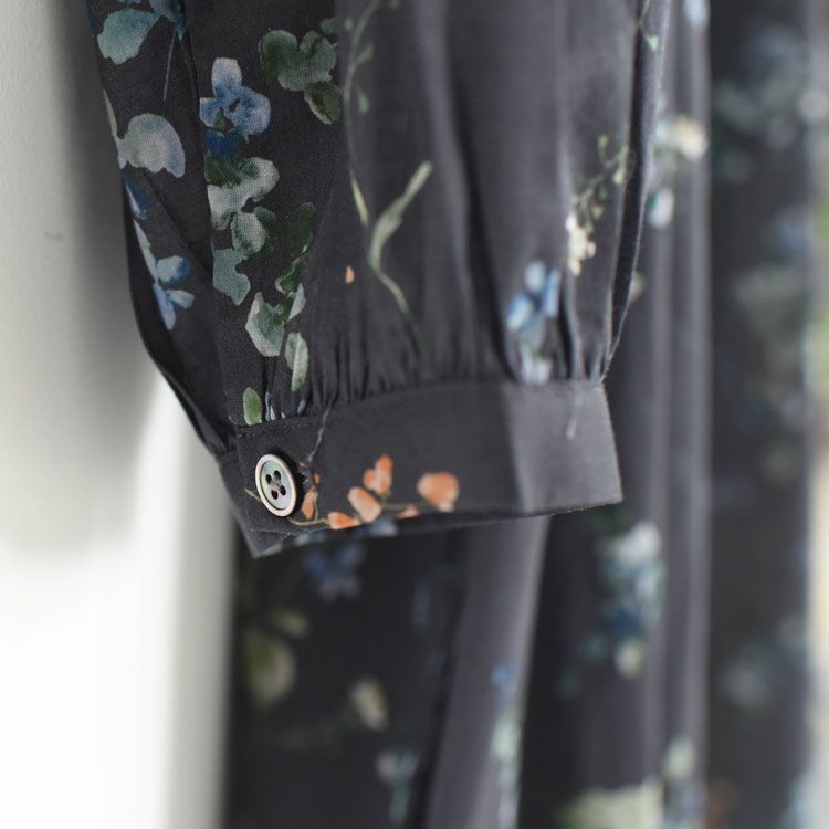 コットンボタニカルプリント切替ワンピース