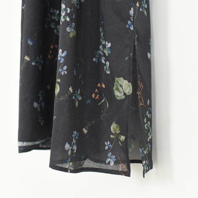 コットンボタニカルプリント切替ワンピース