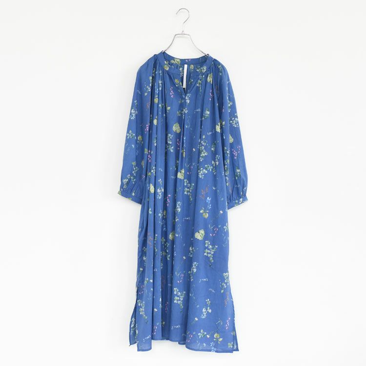 コットンボタニカルプリント切替ワンピース