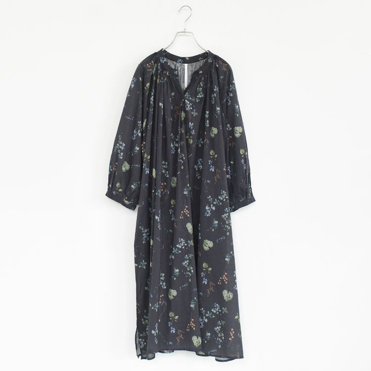 コットンボタニカルプリント切替ワンピース