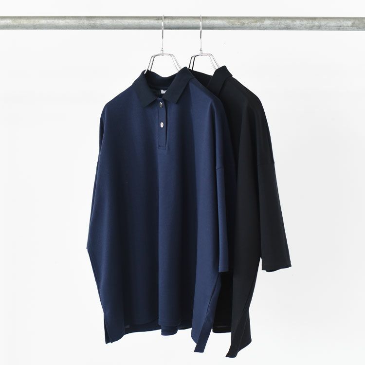 コットンサーフニットポロ衿ワイドプルオーバー