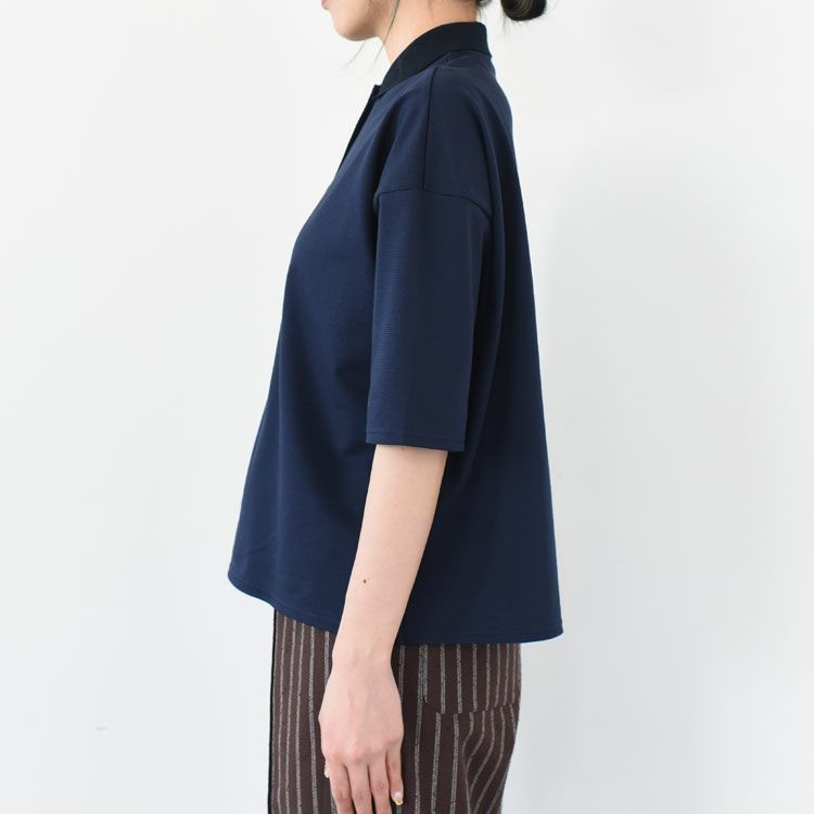 コットンサーフニットポロ衿ワイドプルオーバー