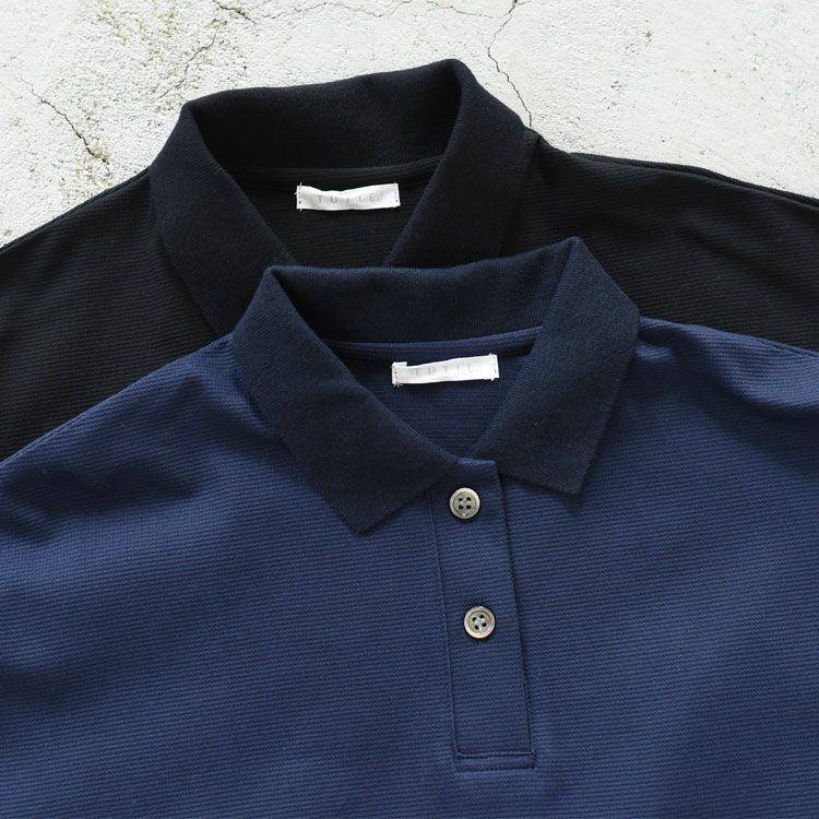 コットンサーフニットポロ衿ワイドプルオーバー