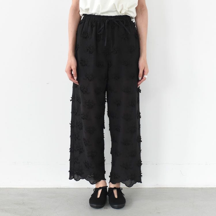 sheer cotton 3D embroidery easy pants シアーコットン3Dエンブロイダリーイージーパンツ