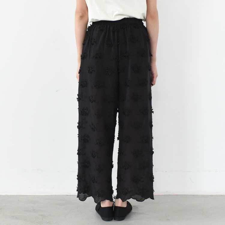 sheer cotton 3D embroidery easy pants シアーコットン3Dエンブロイダリーイージーパンツ