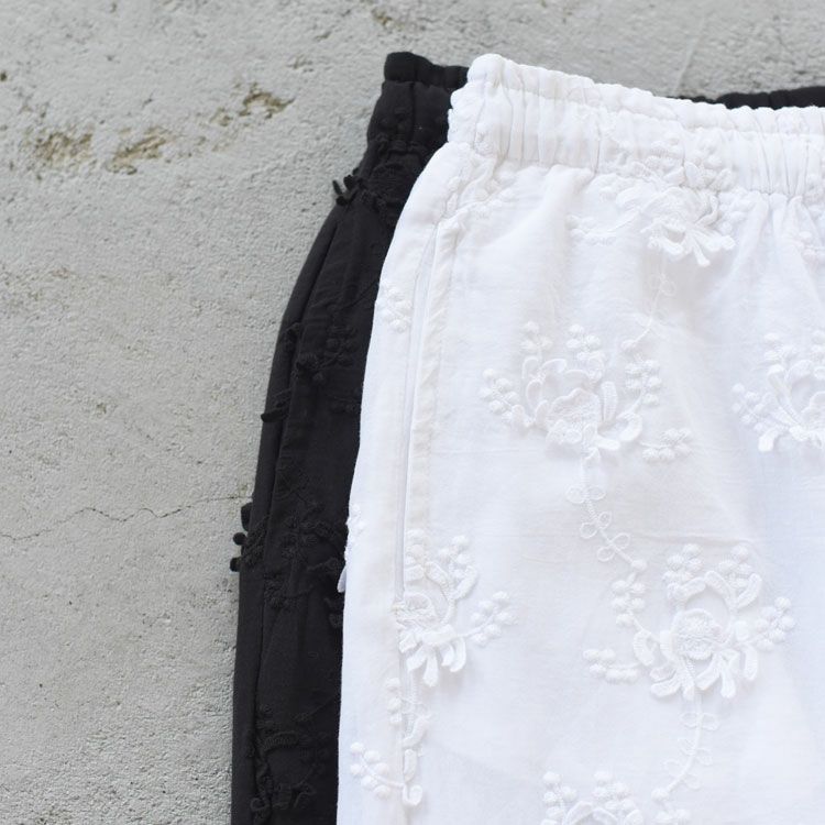 sheer cotton 3D embroidery easy pants シアーコットン3Dエンブロイダリーイージーパンツ