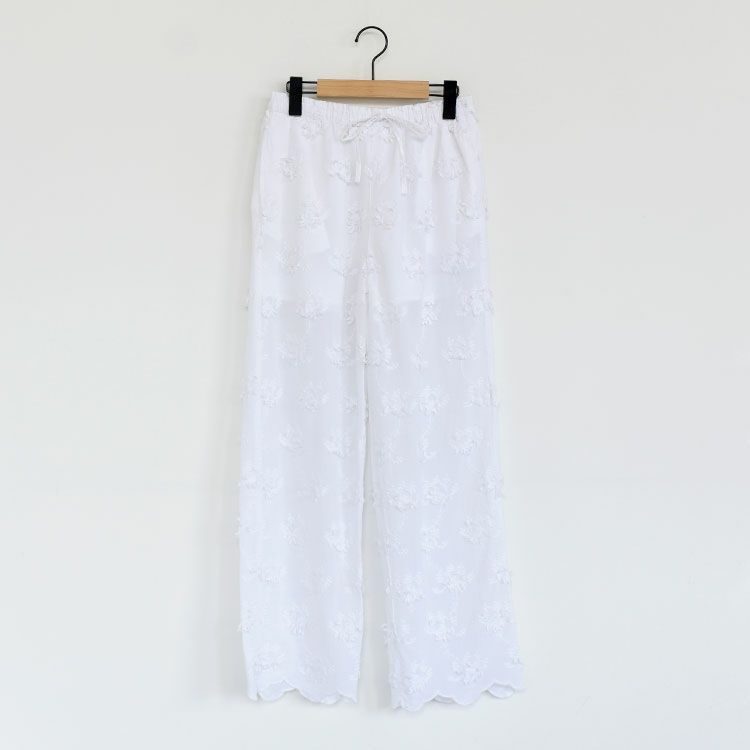 sheer cotton 3D embroidery easy pants シアーコットン3Dエンブロイダリーイージーパンツ