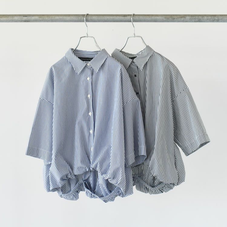 stripe half slv balloon shirt ストライプハーフスリーブ バルーンシャツ