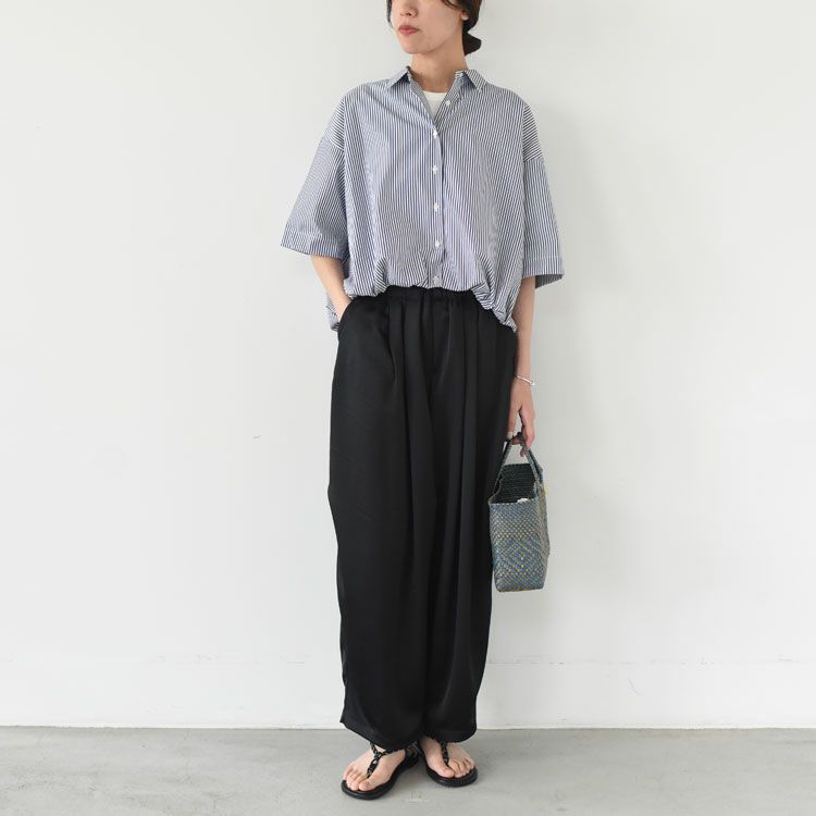 stripe half slv balloon shirt ストライプハーフスリーブ バルーンシャツ