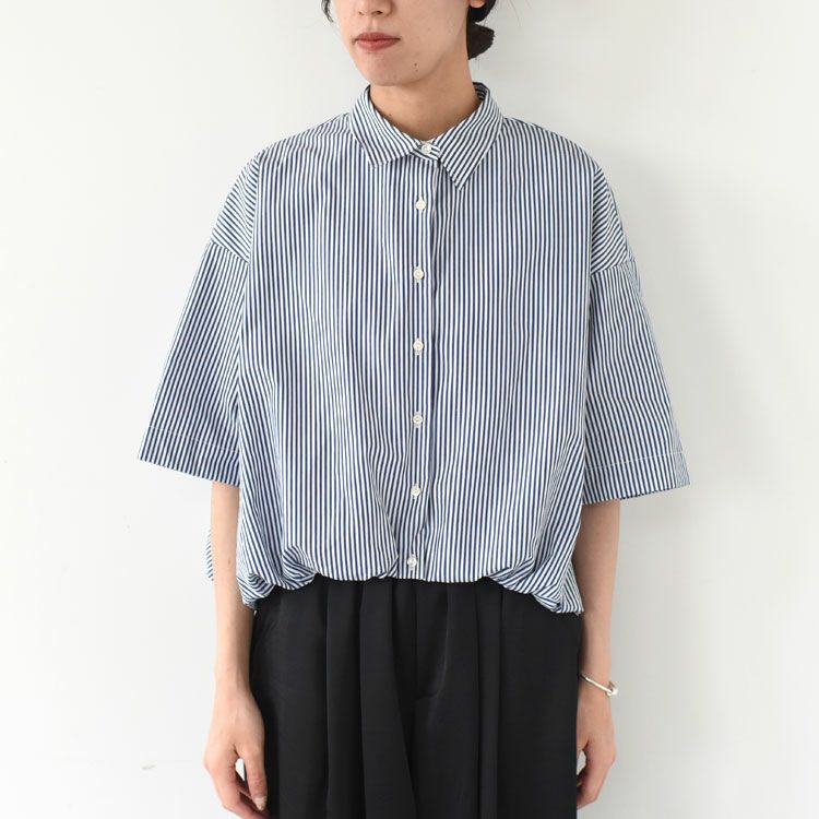 stripe half slv balloon shirt ストライプハーフスリーブ バルーンシャツ
