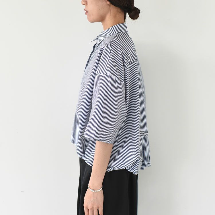 stripe half slv balloon shirt ストライプハーフスリーブ バルーンシャツ