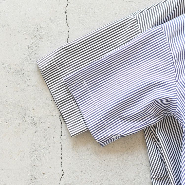 stripe half slv balloon shirt ストライプハーフスリーブ バルーンシャツ