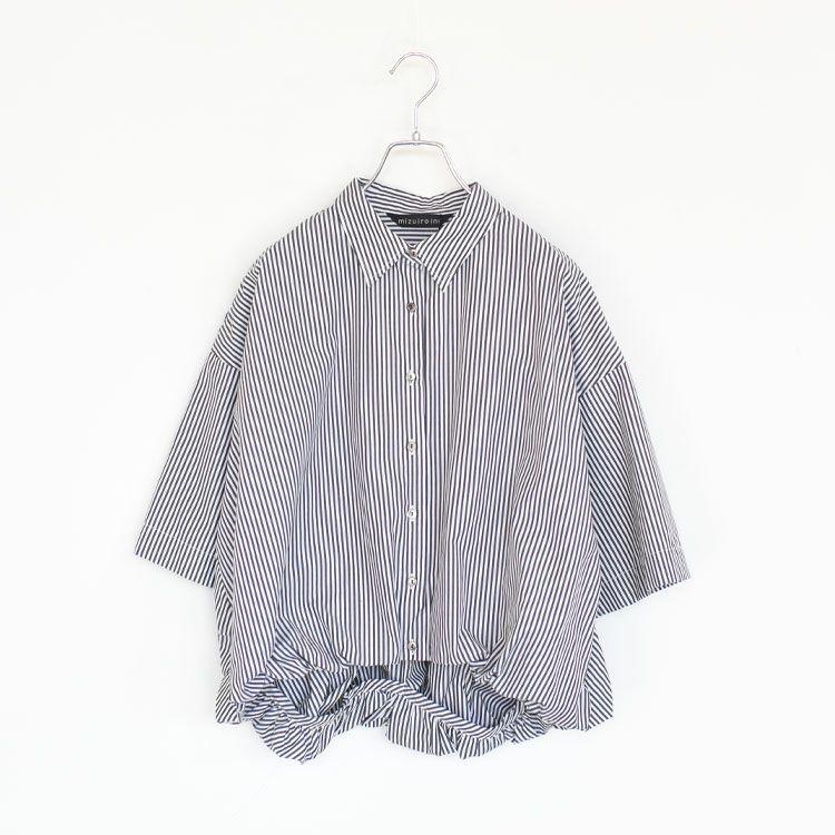stripe half slv balloon shirt ストライプハーフスリーブ バルーンシャツ