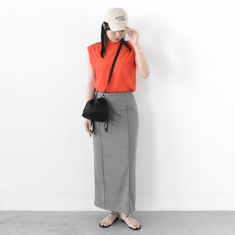 twisted cotton jersey high-neck sleeveless Tee ハイネック スリーブレスティー