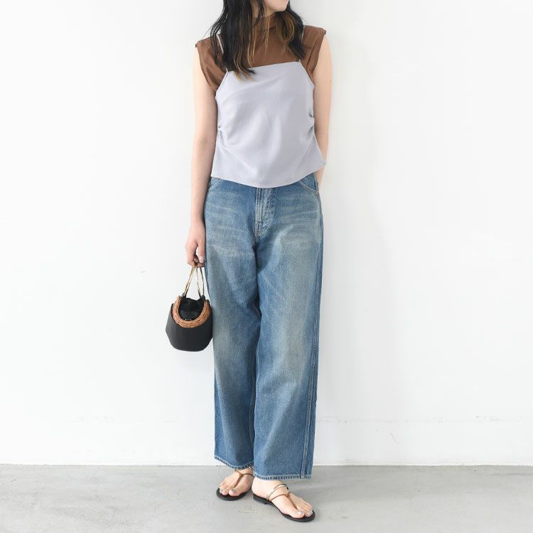 twisted cotton jersey high-neck sleeveless Tee ハイネック スリーブレスティー