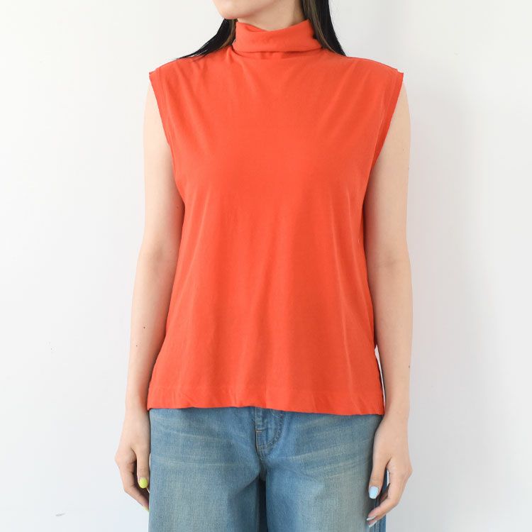 twisted cotton jersey high-neck sleeveless Tee ハイネック スリーブレスティー