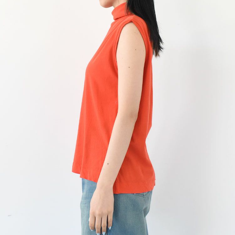 twisted cotton jersey high-neck sleeveless Tee ハイネック スリーブレスティー