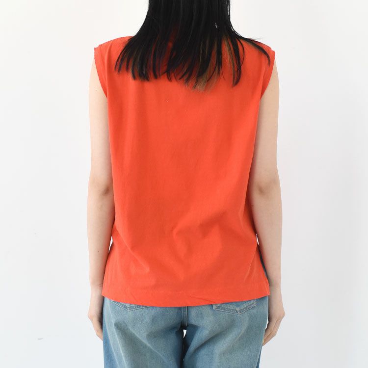 twisted cotton jersey high-neck sleeveless Tee ハイネック スリーブレスティー