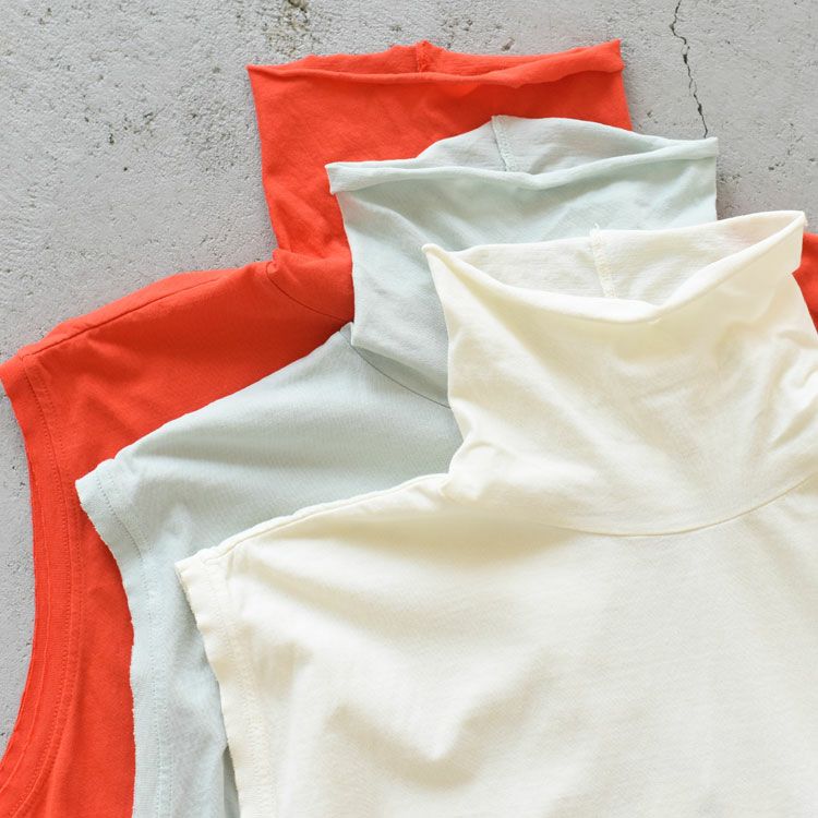 twisted cotton jersey high-neck sleeveless Tee ハイネック スリーブレスティー