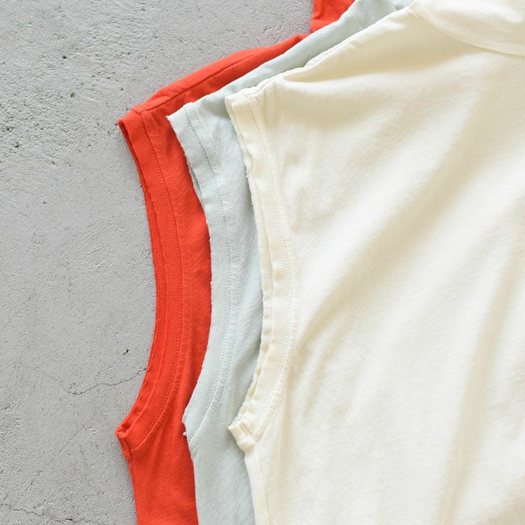 twisted cotton jersey high-neck sleeveless Tee ハイネック スリーブレスティー