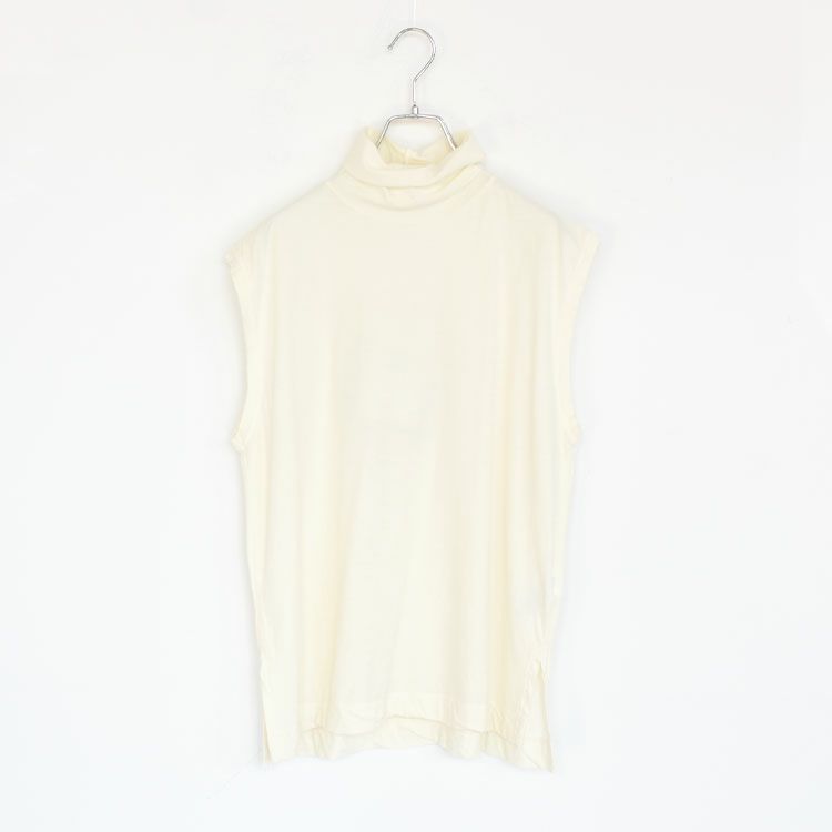 twisted cotton jersey high-neck sleeveless Tee ハイネック スリーブレスティー