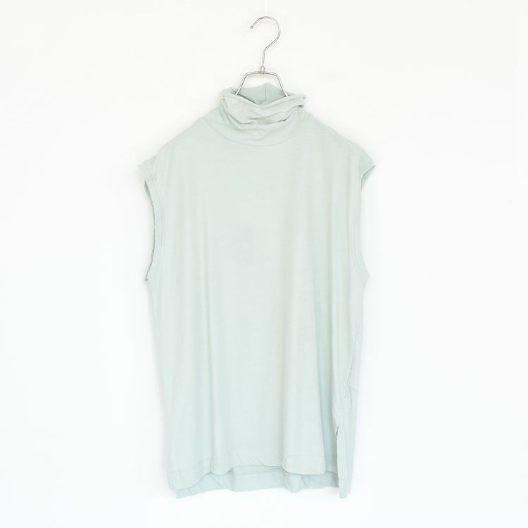 twisted cotton jersey high-neck sleeveless Tee ハイネック スリーブレスティー