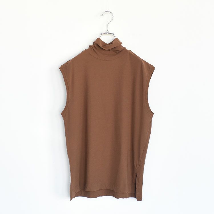 twisted cotton jersey high-neck sleeveless Tee ハイネック スリーブレスティー