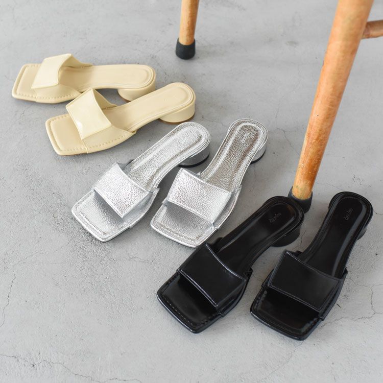 Square Ecoleather Sandals スクエア エコレザーサンダル