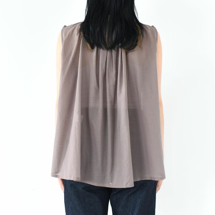 コットンリネンローンノースリーブブラウス